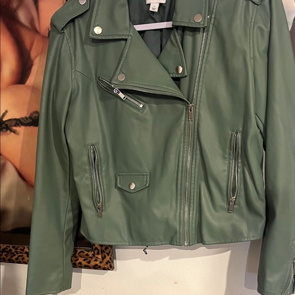 Nine West Olive Leather Jacket